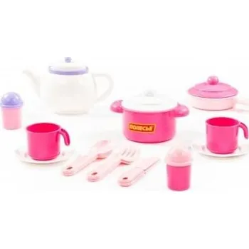 Doplněk pro panenku POLESIE Jídelní souprava Nastěnka pro 2 osoby s tácem, 19 dílů