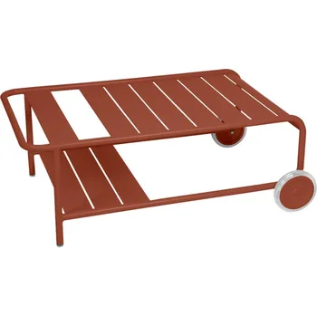 Zahradní stůl Zemitě červený kovový zahradní konferenční stolek Fermob Luxembourg 105 x 72 cm