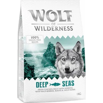 Krmivo pro psa 1kg Wolf of Wilderness Adult "Deep Seas" - sleď: granule pro psy bez obilovin