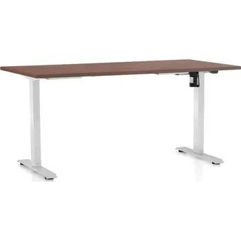 Psací stůl Výškově nastavitelný stůl OfficeTech A, 160 x 80 cm, bílá podnož, ořech