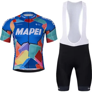 cyklistický dres BONAVELO Cyklistický krátký dres a krátké kalhoty - MAPEI - modrá/černá