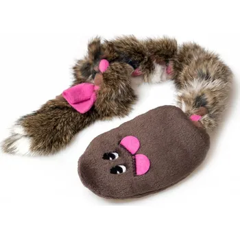 Hračka pro psa Hračka pro psy Krysa s králičí kožešinou - tmavě hnědá