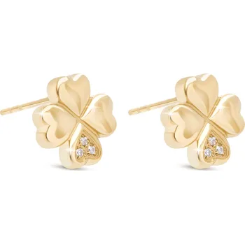 Náušnice Ellami TOKIO 3193 Pozlacené náušnice 14k z chirurgické oceli, pecky čtyřlístek Ellami