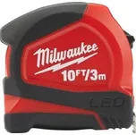 MILWAUKEE 48226602 svinovací metr 3m, LED osvětlení 20 lux, nylonový povrch