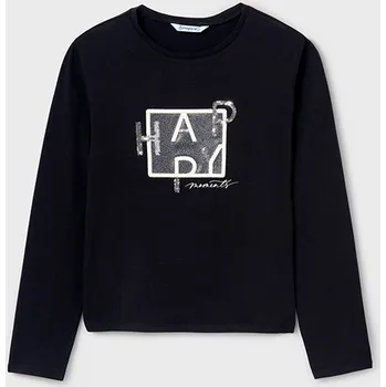 Mayoral dívčí tričko 7004 smetanové, černé barva: černá, Rozměr: 140 (10 let)