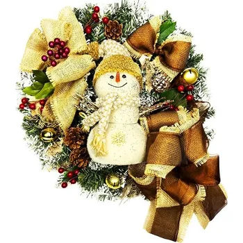 Vánoce LAALU Vánoční věnec - sněhulák, 45 cm