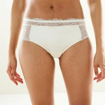 Kalhotky Blancheporte Klasické kalhotky ze saténu a krajky slonová kost 46/48