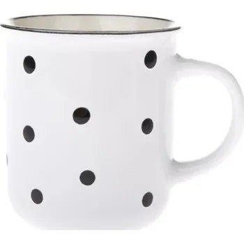 Casa de Engel Keramický hrnek bílý s černými puntíky 350 ml