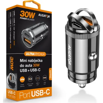 CL ALIGATOR USB-C + USB PD30W, černá