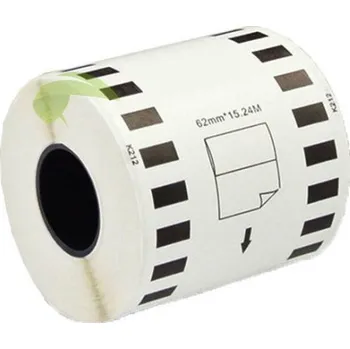 Kotouček do pokladny a tiskárny štítků TONERSYP etikety pro Brother DK-22212, 62mm x 15,24m, filmová role, bílá