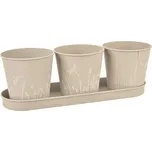 Indecor Květináč plech vážka šedý 3 ks hnědošedá 3 ks, 33x11x11 cm