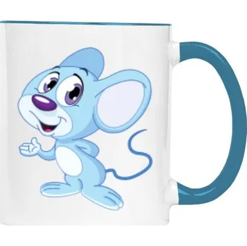 Pánské tričko Hrnek malý barevný s potiskem Modrá myška