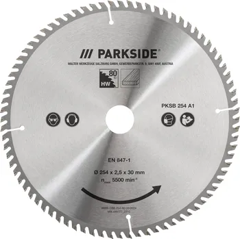 Pilový kotouč PARKSIDE® Pilový kotouč P KSB 254 A1, 254 mm (kotouč na přesné řezy)