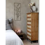 Hnědá antik dřevěná komoda se šuplíky a výpletem French wicker - 54*32*125cm