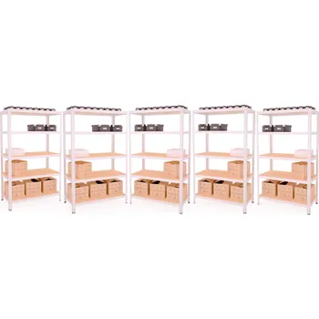 Dílenský regál AKČNÍ BALÍČEK 5 ks Regálu 5-ti pol. lakovaný 180x140x60 300 kg + český výrobek