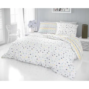 Povlečení Kvalitex Bavlněné povlečení DUO bílá/modrá/šedá/žlutá povlak na polštářek 40x40 cm