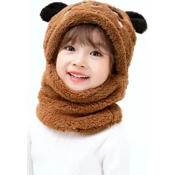 Kukla Plyšová zimní kukla - PANDA - TMAVĚ HNĚDÁ (Značka: JIAYAN)