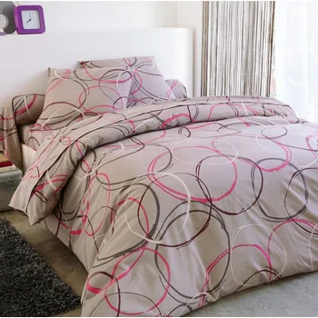 Povlečení Blancheporte Povlečení Noemi s potiskem kruhů, polycoton hnědošedá klasické prostěradlo 180x270 cm