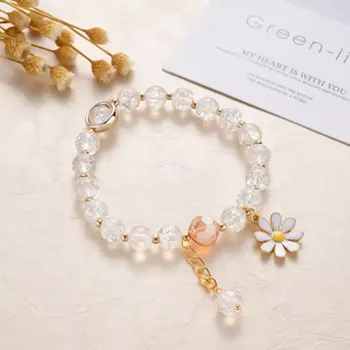 Náramek Korálkový náramek na gumičce - SEDMIKRÁSKA - Bílá (Značka: MEITU)