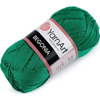 Příze Bavlněná pletací příze Begonia 50 g - 18 (6334) zelená pastelová tmavá