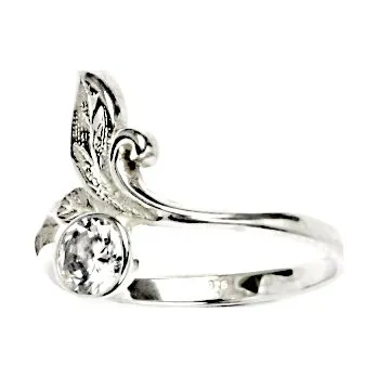 Prsten Stříbrný prsten lístek , čirý zirkon - T1029 (Stříbrný prsten s lístky , čirý zirkon)