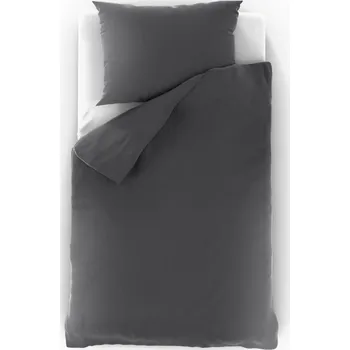 Povlečení Kvalitex Mušelínové povlečení tmavě šedé 140 x 200, 70 x 90 cm zipový uzávěr