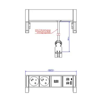 BACHMANN Systém DESK 2, 2x zásuvka CZ, zdroj 22W (USB A+C), stříbrný (902.920) - 19.07.0137