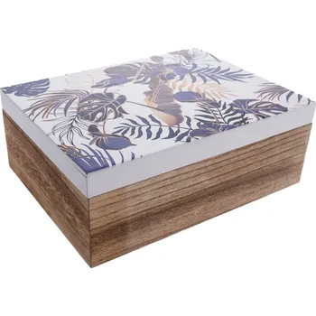 Dárková krabička Dřevěná krabička Tropical blue, 20 x 15 x 7,5 cm, mix barev