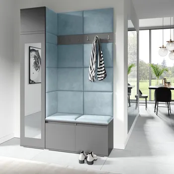 Šatní skříň Předsíňová stěna AMI 22 - se zrcadlem Modrá Grafit