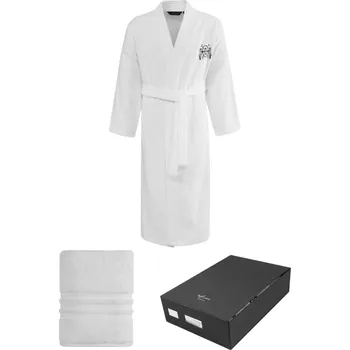 Pánský župan Pánský župan SMART v dárkovém balení s ručníkem - Bílá, M + ručník 50x100cm + box, Soft Cotton