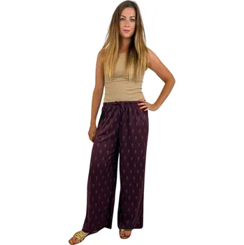 Dámské kalhoty NOVINKA- Volné kalhoty s lístky - fialové