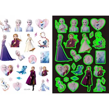 Odstranitelné tetování Dětské dočasné tetování - SVÍTÍCÍ VE TMĚ - LEDOVÉ KRÁLOVSTVÍ 4 (Značka: TAKARA TOMY)