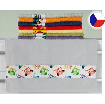 Dětský ručník NORA TISK 50x100 450g Sovička světle šedá