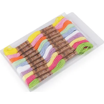 Textilie Příze vyšívací Mouline sada 10 ks/8 m MIX SVĚTLÝ