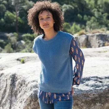 Dámská vesta Vesta mohérová na dotek modrá 46/48