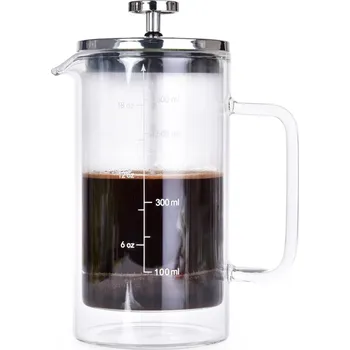 Konvice na čaj BARISTA | 600 ml FRENCH PRESS – dvoustěnná termo konvice z borosilikátového skla Dedra