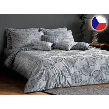 Povlečení Damaškové povlečení EXCELLENT 2x 70x90, 220x200 ORNELLA Tanec listů modrošedý DUO