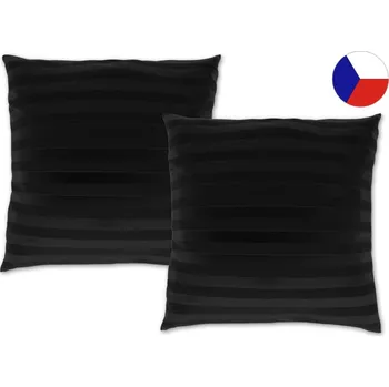 Dekorativní polštářek Jednobarevný saténový dekorační polštářek 50x50 Proužek černý