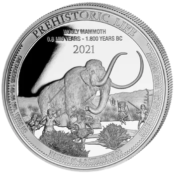 Stříbrná mince Wooly Mammoth (Mamut srstnatý) 1 Oz 2021 - (4.)
