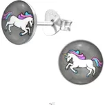 Prosperk Náušnice pecky šedé - Jednorožec S4081