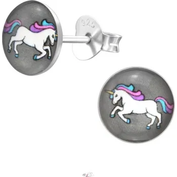 Náušnice Prosperk Náušnice pecky šedé - Jednorožec S4081