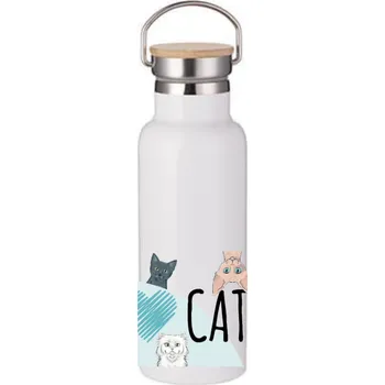 Termoska Ekomazlicek.cz Termoláhev 500ml s bambusovým uzávěrem - CAT BLUE