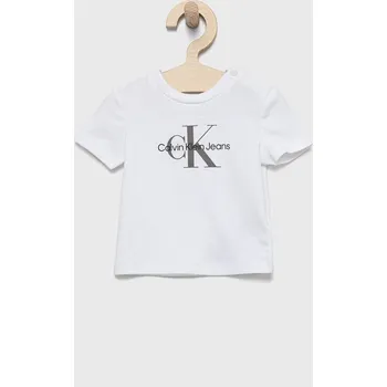 Chlapecké tričko Dětské tričko Calvin Klein Jeans bílá barva, s potiskem IN0IN00001.9BYY 00X, vel. 92