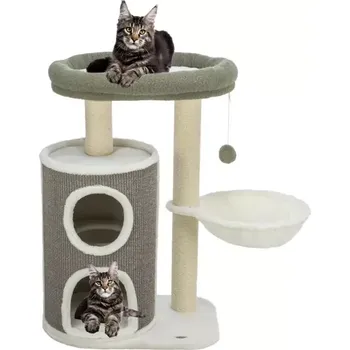 TRIXIE Škrabadlo DANTE, 86 cm, válcová kukaň, 2 lůžka, míček, bílá/khaki/šedá