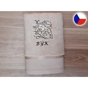 Ručník Luxusní osuška se znamením BÝK 450g béžová/hnědá