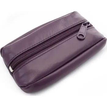 Arwel Fialová kožená klíčenka se zipovou kapsou