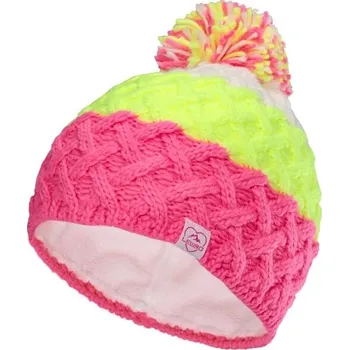 Čepice Dívčí pletená čepice Lewro BARAH 8/11 Růžová, Žlutá, Bílá