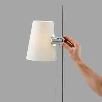 Lampička FARO BARCELONA Stojací lampa Lupe, nastavitelné textilní stínidlo - Ø nohy 22,5 cm chrom, béžová 1 x 15 W - Doprava zdarma