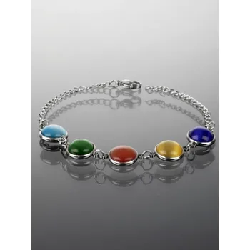 Náramek Prosperk Náramek z chirurgické oceli s výraznými kolečky s barevnými kamínky S0982