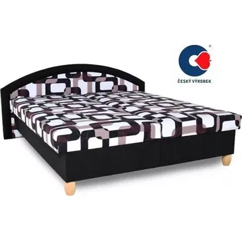 Postel Čalouněná manželská postel MAGDA, černá vzor/černá (216/41)